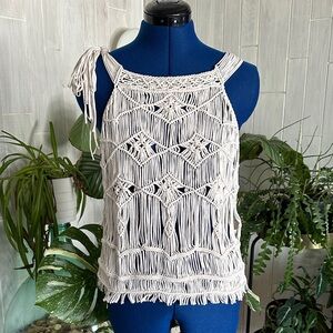 Ralph Lauren Cream Macramé Tie-Shoulder Camisole